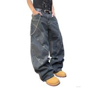 DFGIGT Mens Baggy Jeans Patchwork Y2k Hip Hop Wide Leg Denim Pants Casual Loose Fit Trousers Streetwear, C12 Blue, Medium