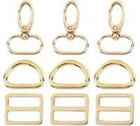 DFGLIK 2Sets 16-38mm Bag Buckles Metal Swivel Lobster Clasp Tri Glide Sliders D Adjuster Clasp Webbing Strap Hook DIY Accessories-38mm-Lightgold