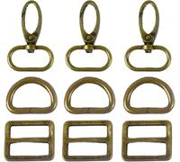 DFGLIK 2Sets 16-38mm Bag Buckles Metal Swivel Lobster Clasp Tri Glide Sliders D Adjuster Clasp Webbing Strap Hook DIY Accessories-38mm-Bronze