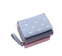 DFGRGRV Small Wallets for Women Zipper Buckle Large Capacity Card Bag Versatile Women's Short Embroidered Love Zero Wallet(L076-Blue)