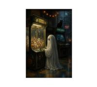 DFHJL Vintage Halloween Wall Art Arcade Ghost Cat Gothic Poster Canvas Poster for Office Decor Gift