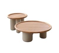DFHS46JK Coffee Table 2-Piece Wood Coffee Table Set Modern Round Living Room Tables Coordinated Pair Sofa Table/Tea Table for Living Room(Large)