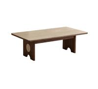 DFHS46JK Coffee Table Wood Coffee Table Light Stone Top Design Modern Organic Style Sofa Table/Tea Table for Living Room(Small)