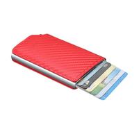 DFHXALH Men’s Wallet Anti Thief RFID Credit Card Holder Smart Minimalist Men Women Slim Bank Cardholder Case Money Bag Cash-Carbon Red