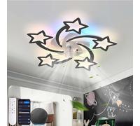 Dfiacn RGB Ceiling Fans with Lights with Remote Control APP, Kids Alexa Fan Light Ceiling Reversible 6 Speed Dimmable Ceiling Fan Light Memory Silent Timing Living Room Lounge Φ 69cm-Black||Alexa
