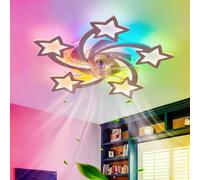 Dfiacn RGB Ceiling Fans with Lights with Remote Control APP, Kids Bedroom Fan Light Ceiling Reversible 6 Speed Dimmable Ceiling Fan Light Memory Silent Timing Living Room Lounge Φ 69cm White