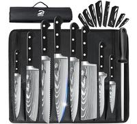 Dfito Chef Knife Sets with Roll Bag, 9 Pieces Professional Knife Set, High Carbon Stainless Steel Kitchen Chef Knife Set, ABS Handle, Dishwasher Safe