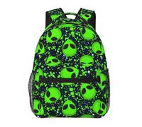 dfjdhegj Alien Sky Green Lightweight Travel Backpack Zipped Front Pocket Printed Laptop Bag Fashion Casual Daypack For Work, Hiking, Camping Unisex