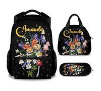 dfjdhegj Butterfly Backpack for Kids Girls, 16" Cute Cartoon Backpack for School, Colorful Large Bookbag for Students, Backpack Gifts for Butterfly Lovers