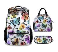 dfjdhegj Butterfly Backpack for Kids Girls, 16" Cute Cartoon Backpack for School, Large Bookbag for Students, Backpack Gifts for Butterfly Lovers