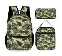 dfjdhegj Camouflage Camo Green Pattern Backpacks Sets for Boys Girls Backpack and Lunch Box Pencil Pouch Back to School Gifts for Daughter Son