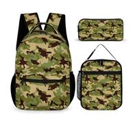 dfjdhegj Camouflage Camo Green Pattern Backpacks Sets for Boys Girls Backpack and Lunch Box Pencil Pouch Back to School Gifts for Daughter Son