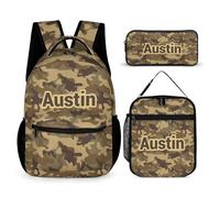 dfjdhegj Camouflage Camo Green Pattern Backpacks Sets for Boys Girls Backpack and Lunch Box Pencil Pouch Back to School Gifts for Daughter Son