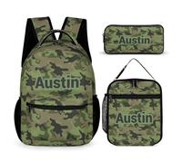 dfjdhegj Camouflage Camo Green Pattern Backpacks Sets for Boys Girls Backpack and Lunch Box Pencil Pouch Back to School Gifts for Daughter Son