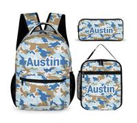dfjdhegj Camouflage Camo Green Pattern Backpacks Sets for Boys Girls Backpack and Lunch Box Pencil Pouch Back to School Gifts for Daughter Son