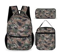 dfjdhegj Camouflage Camo Green Pattern Backpacks Sets for Boys Girls Backpack and Lunch Box Pencil Pouch Back to School Gifts for Daughter Son