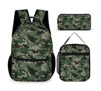 dfjdhegj Camouflage Camo Green Pattern Backpacks Sets for Boys Girls Backpack and Lunch Box Pencil Pouch Back to School Gifts for Daughter Son