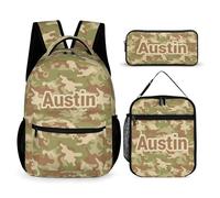 dfjdhegj Camouflage Camo Green Pattern Backpacks Sets for Boys Girls Backpack and Lunch Box Pencil Pouch Back to School Gifts for Daughter Son