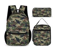 dfjdhegj Camouflage Camo Green Pattern Backpacks Sets for Boys Girls Backpack and Lunch Box Pencil Pouch Back to School Gifts for Daughter Son