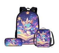 dfjdhegj Cherry Blossom Axolotl Backpack for Girls 3-in-1 School Set Bookbag Lunch Box & Pencil Case for Kids Age 8-10 Elementary Middle School Essential, Pink