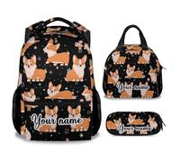dfjdhegj Corgi Backpack for Girls - 16 Inch Cute Backpack for School - Orange Lightweight Bookbag for Kids