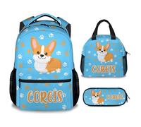 dfjdhegj Corgi Backpack for Girls - 16 Inch Cute Backpack for School - Orange Lightweight Bookbag for Kids