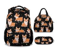 dfjdhegj Corgi Backpack for Girls - 16 Inch Cute Backpack for School - Orange Lightweight Bookbag for Kids