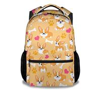dfjdhegj Corgi Backpack for Girls - 16 Inch Cute Backpack for School - Orange Lightweight Bookbag for Kids