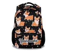 dfjdhegj Corgi Backpack for Girls - 16 Inch Cute Backpack for School - Orange Lightweight Bookbag for Kids