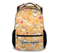 dfjdhegj Corgi Backpack for Girls - 16 Inch Cute Backpack for School - Orange Lightweight Bookbag for Kids