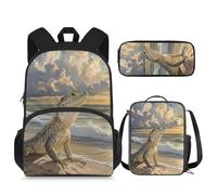 dfjdhegj Crocodile Backpack for School Boys 6-7/10-12/5-6/8-9 Lunch Box Kids Elementary Schoolbag Lunch Bag Pencil Case 15 Inch Book Bag for Girls 2nd Grade Back Pack Lunchbox Pencil Case Set