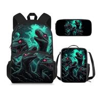 dfjdhegj Crocodile Backpack for School Boys 6-7/10-12/5-6/8-9 Lunch Box Kids Elementary Schoolbag Lunch Bag Pencil Case 15 Inch Book Bag for Girls 2nd Grade Back Pack Lunchbox Pencil Case Set