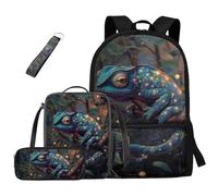 dfjdhegj Crocodile Bookbag and Lunch Box for Kids Green Boys Backpack 10-12 Years Old 4 Pcs School Bag Set Pencil Case for Elementary Middle Casual Daypack for Outdoor