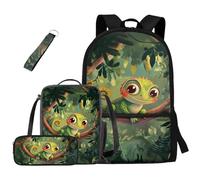 dfjdhegj Crocodile Bookbag and Lunch Box for Kids Green Boys Backpack 10-12 Years Old 4 Pcs School Bag Set Pencil Case for Elementary Middle Casual Daypack for Outdoor