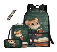 dfjdhegj Crocodile Bookbag and Lunch Box for Kids Green Boys Backpack 10-12 Years Old 4 Pcs School Bag Set Pencil Case for Elementary Middle Casual Daypack for Outdoor