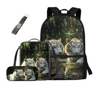 dfjdhegj Crocodile Bookbag and Lunch Box for Kids Green Boys Backpack 10-12 Years Old 4 Pcs School Bag Set Pencil Case for Elementary Middle Casual Daypack for Outdoor