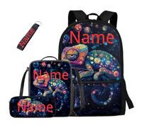 dfjdhegj Crocodile Bookbag and Lunch Box for Kids Green Boys Backpack 10-12 Years Old 4 Pcs School Bag Set Pencil Case for Elementary Middle Casual Daypack for Outdoor