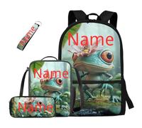 dfjdhegj Crocodile Bookbag and Lunch Box for Kids Green Boys Backpack 10-12 Years Old 4 Pcs School Bag Set Pencil Case for Elementary Middle Casual Daypack for Outdoor