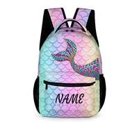 dfjdhegj Custom Cute Mermaid Tai Kid Backpack Personalized Kid's Name Text Children School Bag Customized Bookbag Backpack for Boys Girls Student