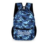 dfjdhegj Custom Green Camouflage Backpack for Kids Personalized Student Bookbag Name Casual School Bag Daypack for Girls Boys Child