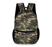 dfjdhegj Custom Green Camouflage Backpack for Kids Personalized Student Bookbag Name Casual School Bag Daypack for Girls Boys Child