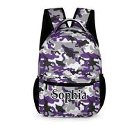 dfjdhegj Custom Green Camouflage Backpack for Kids Personalized Student Bookbag Name Casual School Bag Daypack for Girls Boys Child