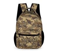 dfjdhegj Custom Green Camouflage Backpack for Kids Personalized Student Bookbag Name Casual School Bag Daypack for Girls Boys Child