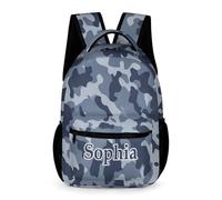 dfjdhegj Custom Green Camouflage Backpack for Kids Personalized Student Bookbag Name Casual School Bag Daypack for Girls Boys Child