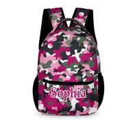 dfjdhegj Custom Green Camouflage Backpack for Kids Personalized Student Bookbag Name Casual School Bag Daypack for Girls Boys Child