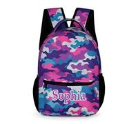 dfjdhegj Custom Green Camouflage Backpack for Kids Personalized Student Bookbag Name Casual School Bag Daypack for Girls Boys Child