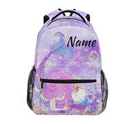 dfjdhegj Custom Mermaid Unicorn Cat School Backpack Personalized Your Name Text Bookbag for Boys Girls Elementary School Casual Travel Bag Computer Laptop Daypack