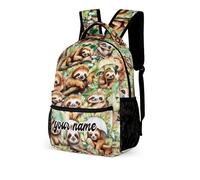 dfjdhegj Custom Sloth Backpack for Kids Girls Boys School, 16 Inches Cute Sloth Theme Bookbag, Adjustable, Lightweight, Large, Colorful Backpack for School