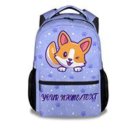 dfjdhegj Cute Corgi Backpack, 16 Inch Dog Theme Bookbag Adjustable Straps, Lightweight, Large, School Backpack for Kids Girls Boys