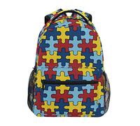 dfjdhegj DERLONKAJE Autism Awareness Colorful Puzzle Piece Backpacks School Book Bag Travel Hiking Camping Daypack